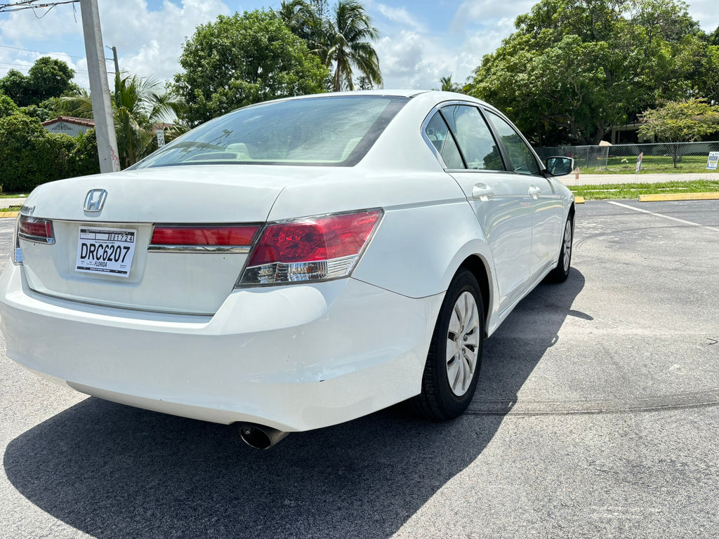 2012 Honda Accord LX – rear right angle clean white rental sedan Florida