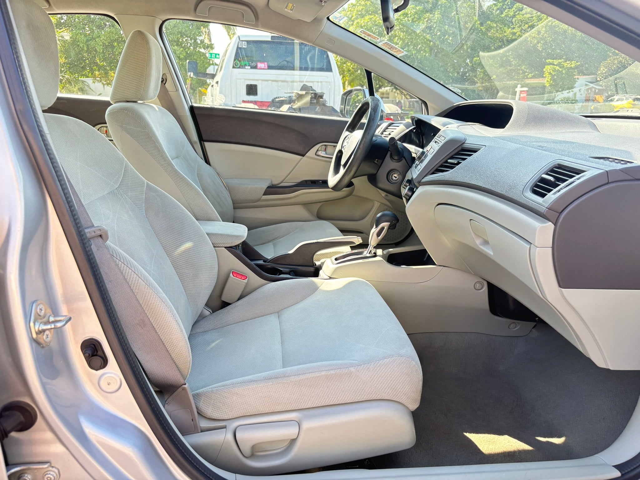 2012 Honda Civic LX interior – front seats clean rental sedan